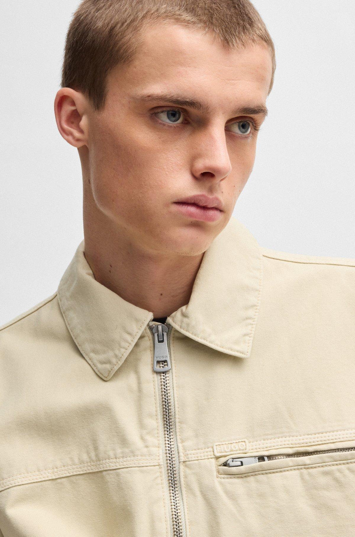 Regular-fit padded jacket in cotton canvas Product Image