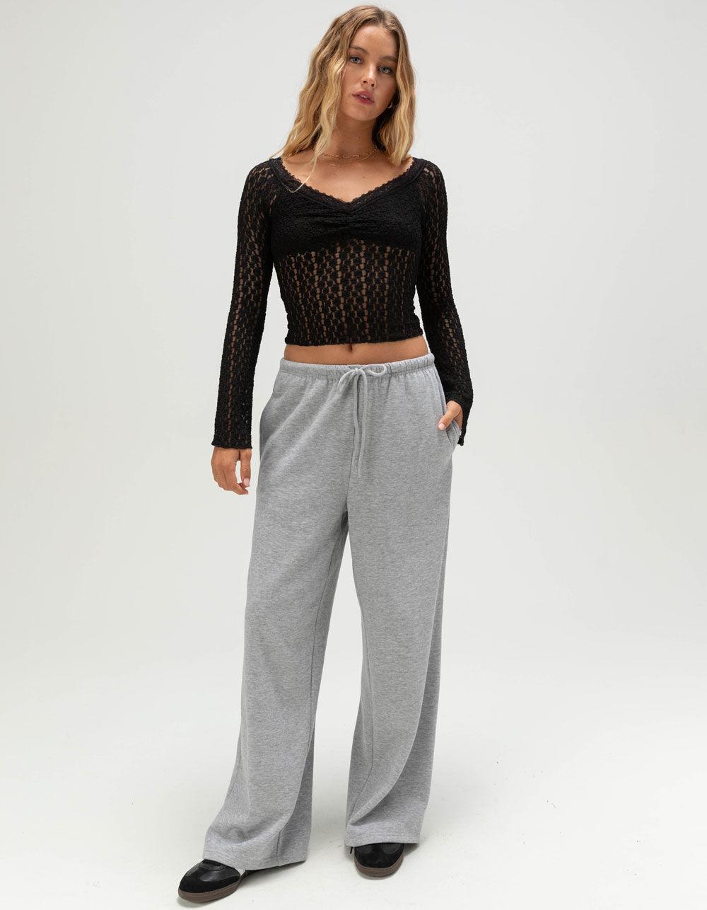 FULL TILT Womens Off The Shoulder Lace Top - BLACK Product Image