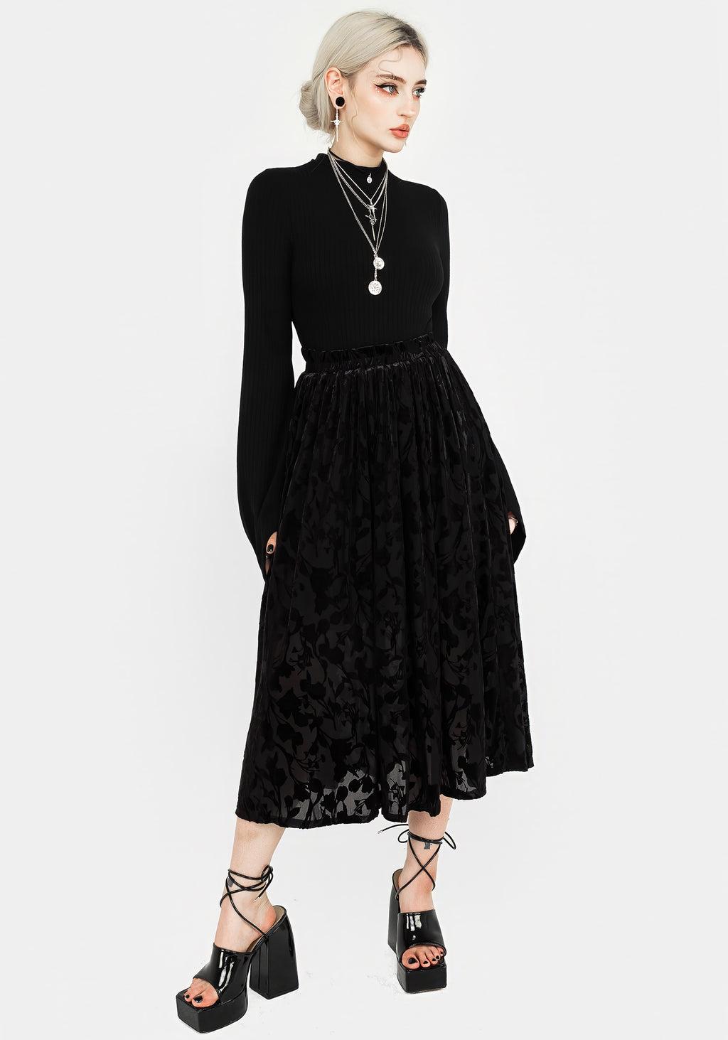 Ava Devoré Mesh Midi Skirt Product Image