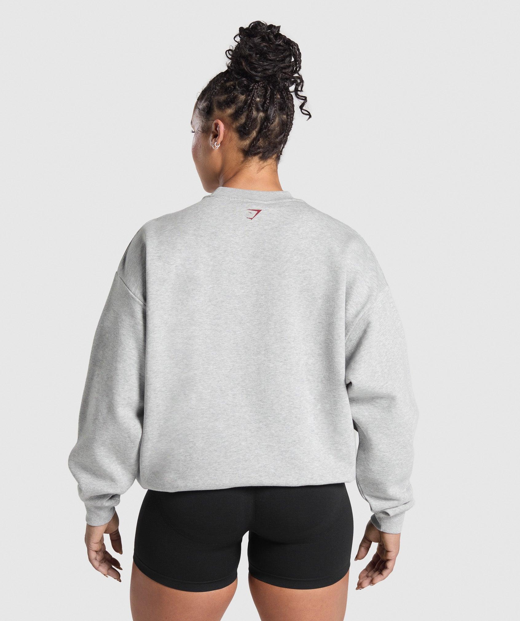 Gymshark Lifting Essentials Graphic Brushed Oversized Sweatshirt - Light Grey Core Marl Female Product Image