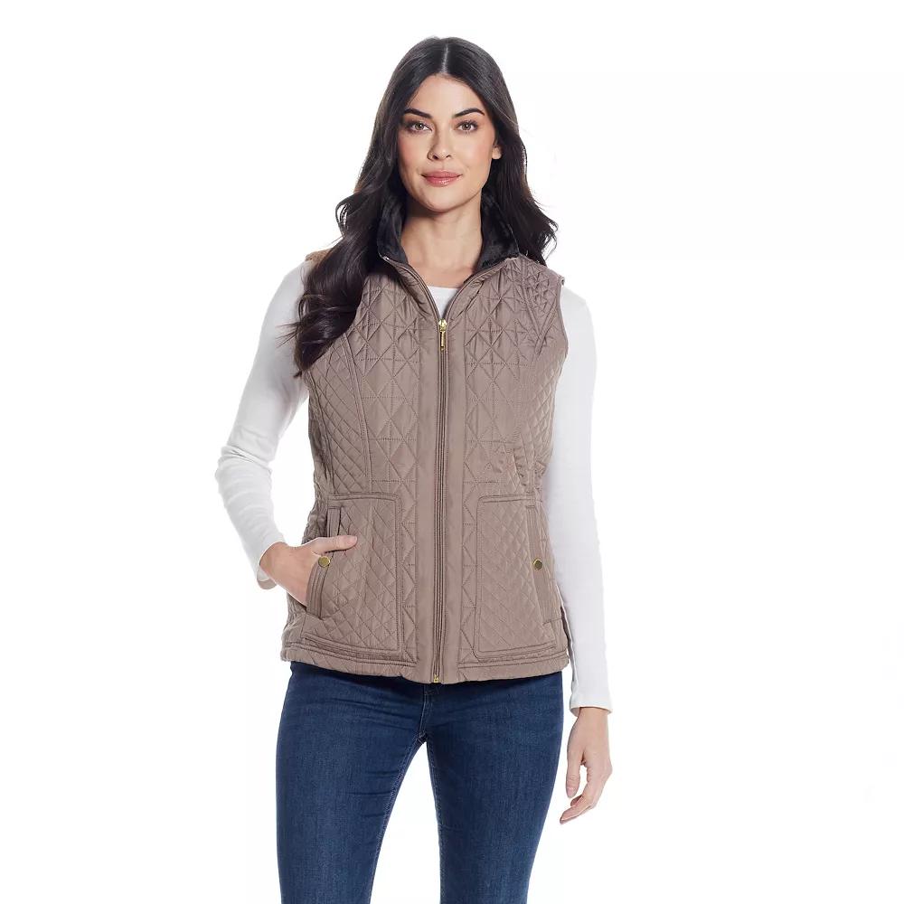 Women's Weathercast Multi Quilted Plush Lined Vest, Size: XL, Shiitake Product Image