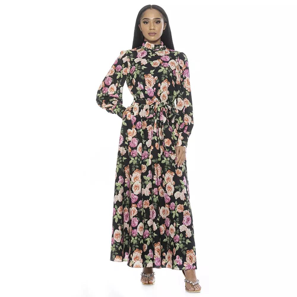 Women's ALEXIA ADMOR Isaliah Mockneck Blouson Sleeve Maxi Dress,  Product Image