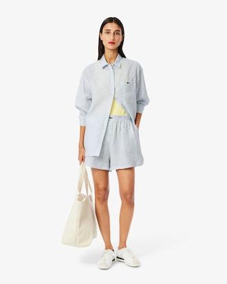 Oversized Striped Linen Shirt Product Image