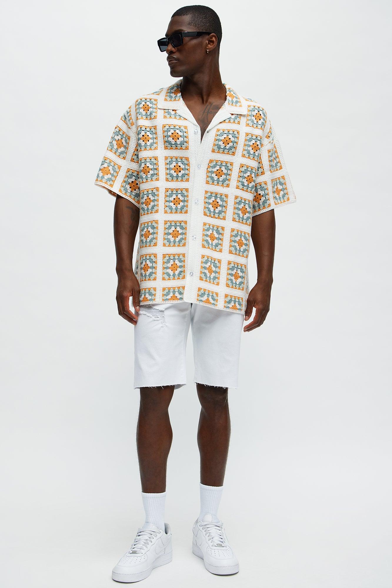 Nolan Textured Shirt - White/combo Male Product Image