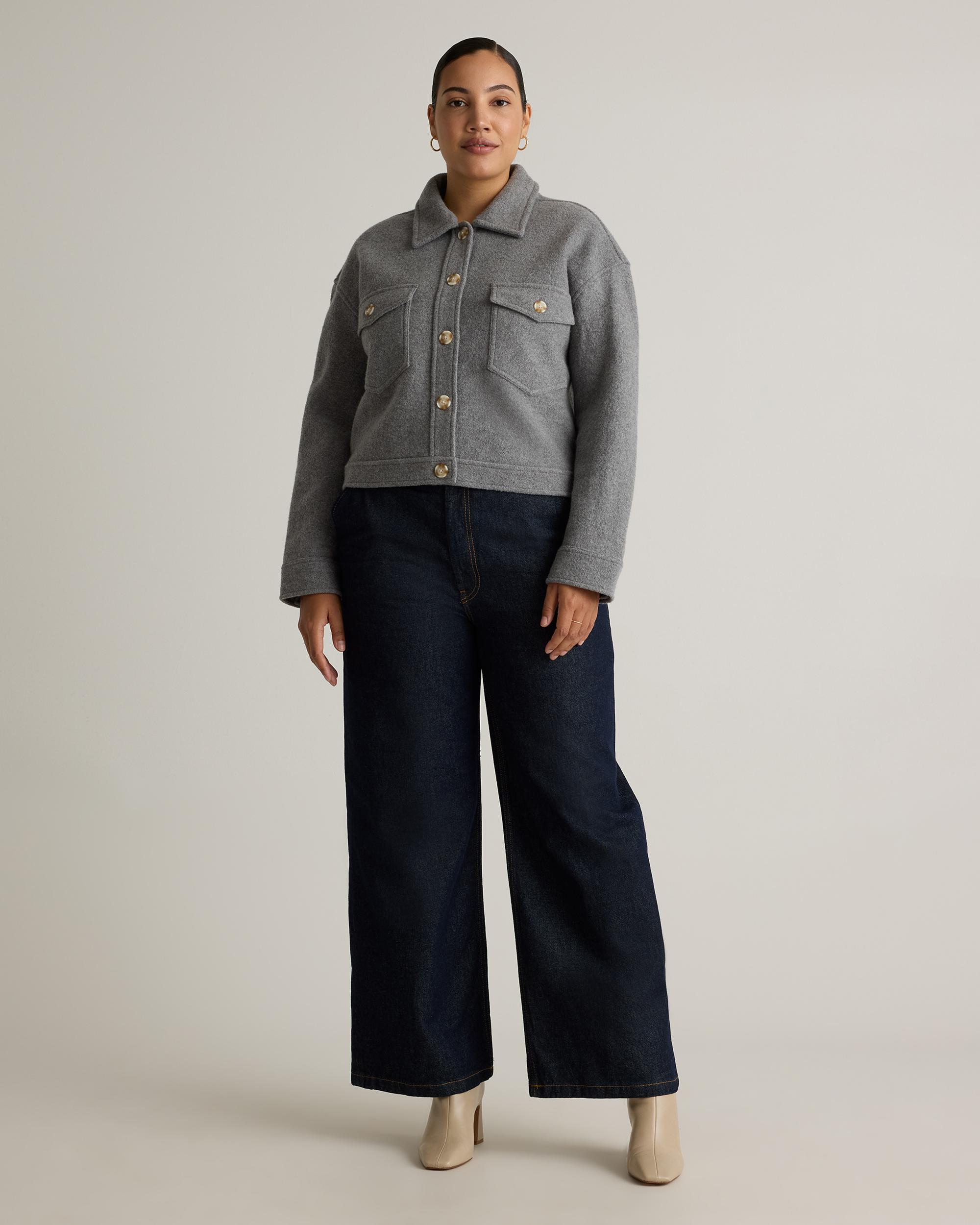 Quince | Women's 100% Merino Wool Cropped Shirt Jacket Size XL Product Image