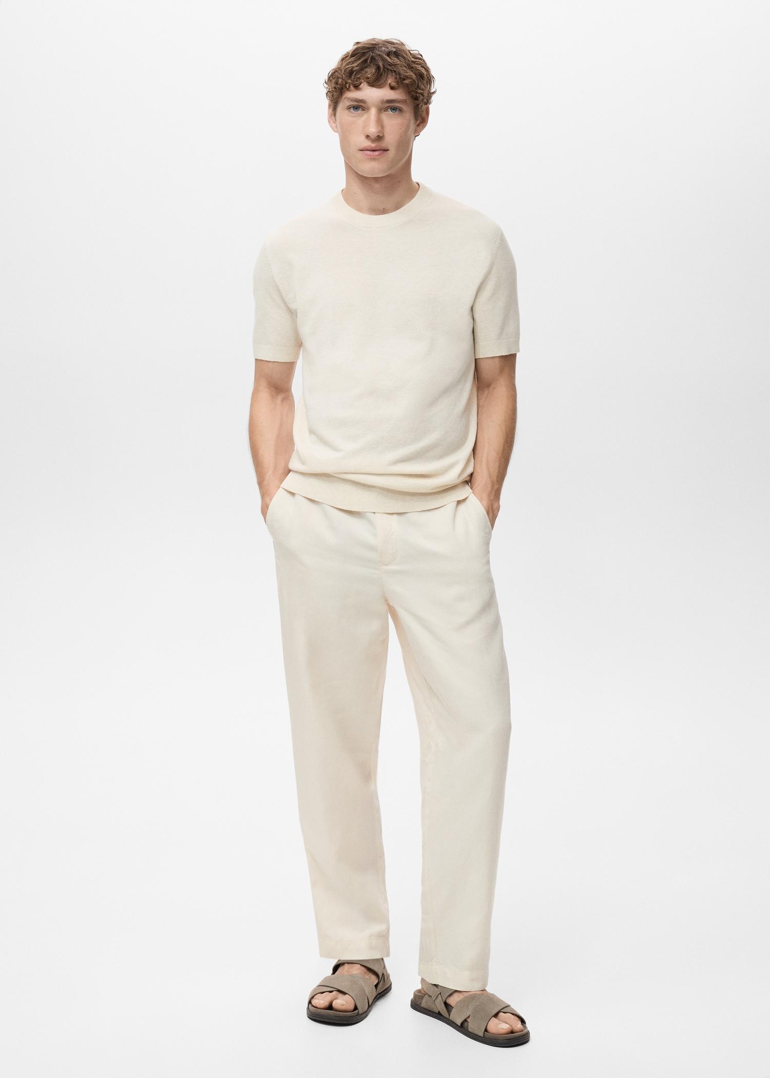 Cotton fine-knit t-shirt - Men | MANGO USA Product Image