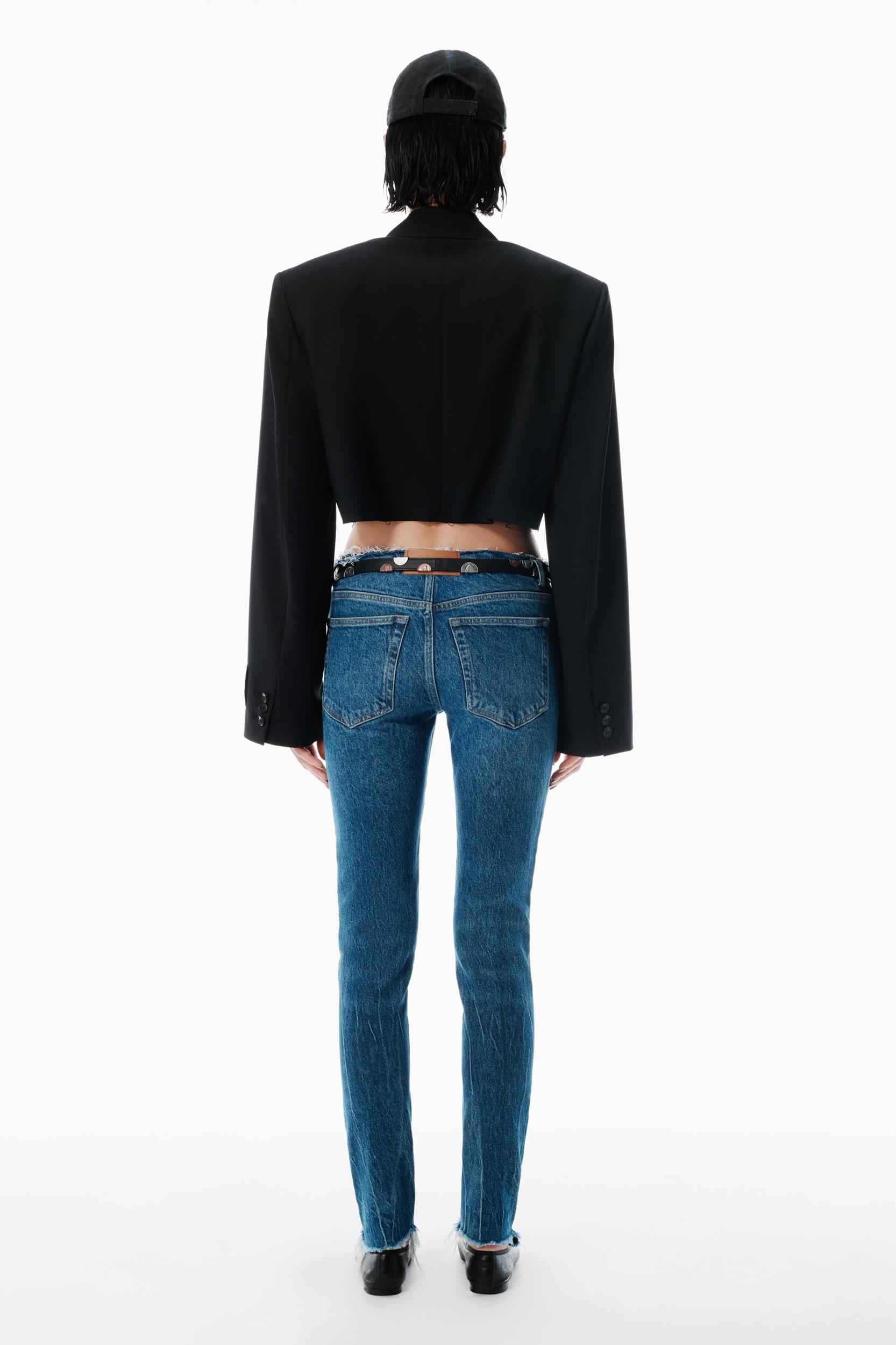 Black Wool-blend Raw-edged Blazer Product Image