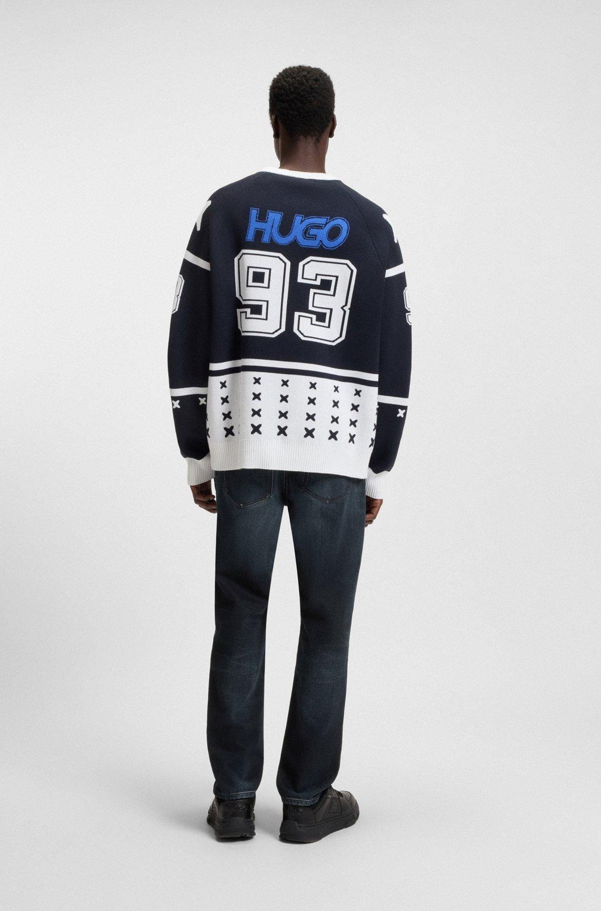 HUGO - Slim-fit jeans in blue-black stretch denim - Dark Blue Product Image