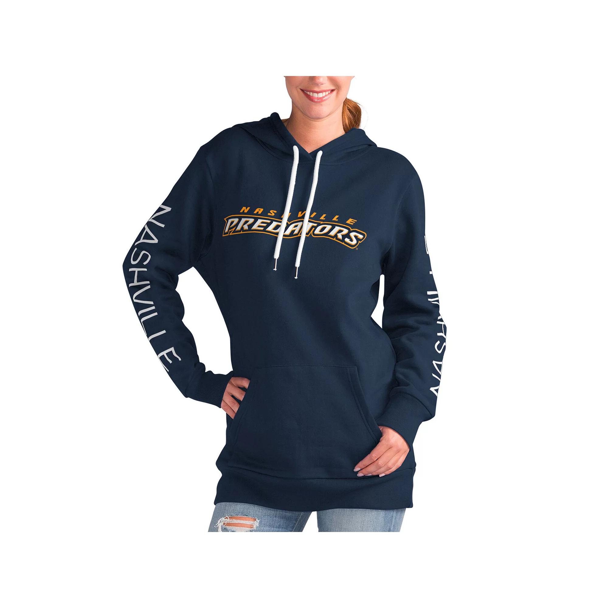 Women's G-III 4Her by Carl Banks Navy Nashville Predators Overtime Pullover Hoodie,  Product Image