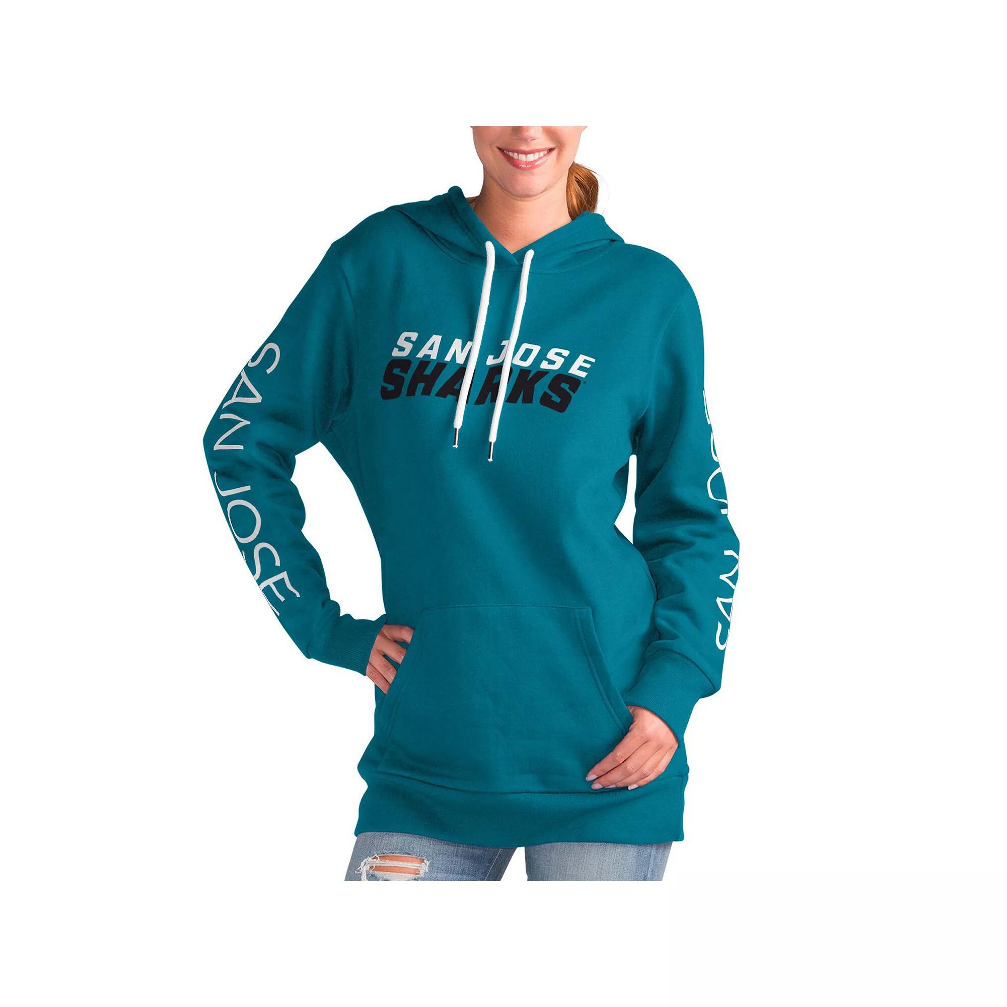 Women's G-III 4Her by Carl Banks Teal San Jose Sharks Overtime Pullover Hoodie,  Product Image