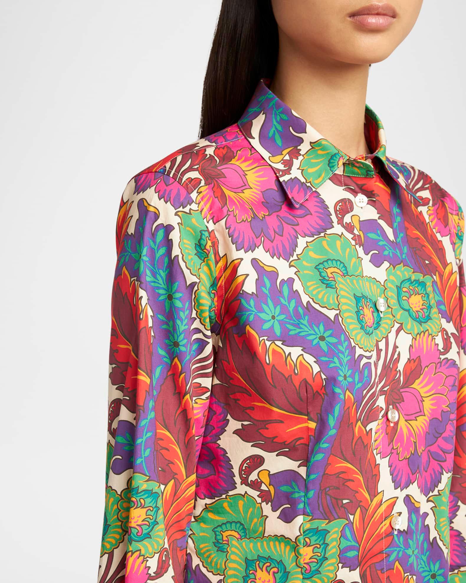 Floral Long-Sleeve Cotton Button-Down Shirt Product Image