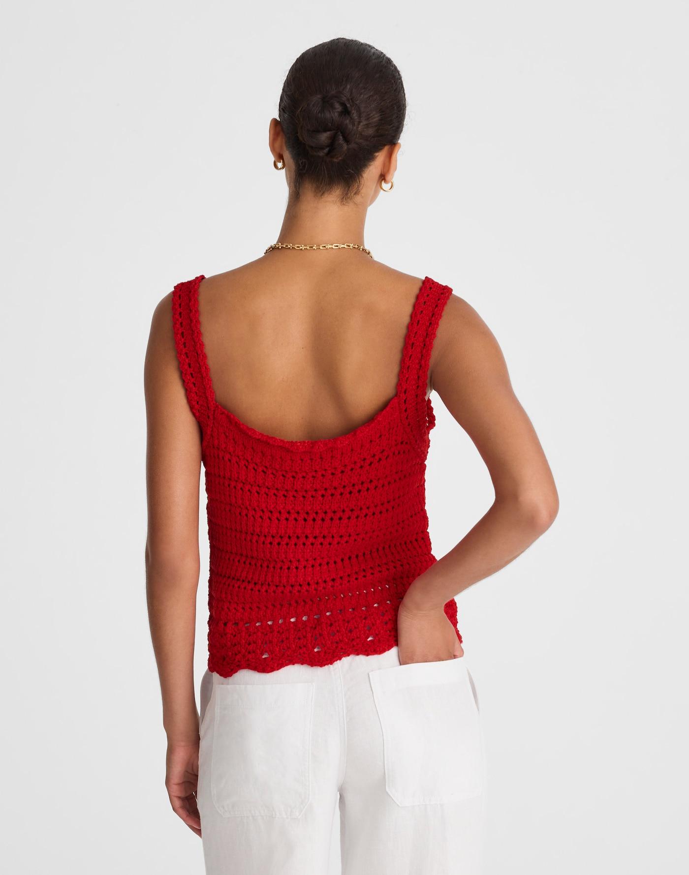 Crochet-Stitch Cotton Sweater Tank Product Image