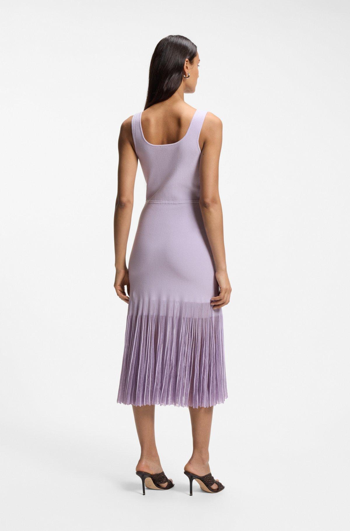 Rib-knit dress with sheer pleating Product Image