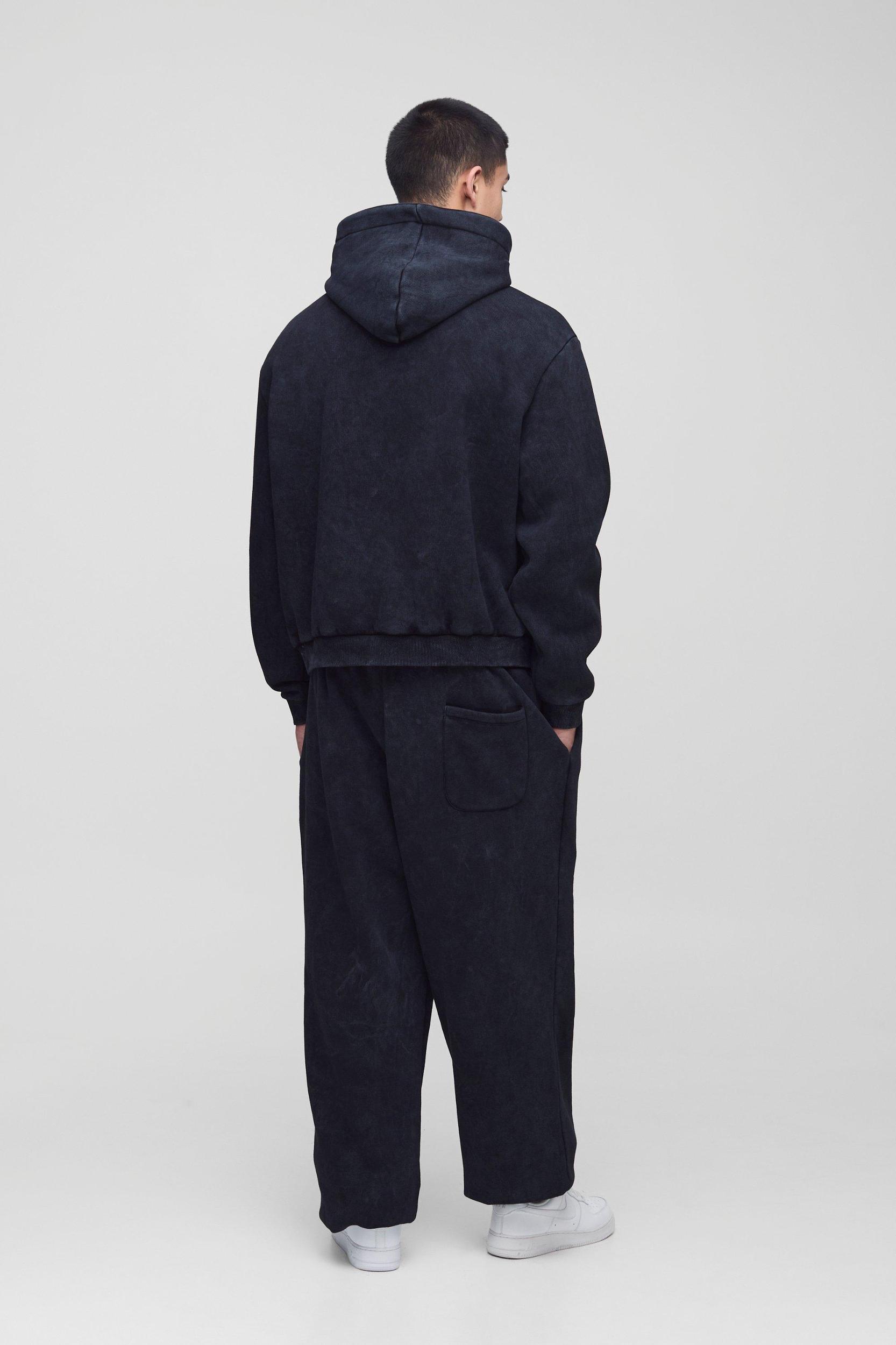 Tall Oversized Boxy Man Wash Hooded Tracksuit | boohooMAN USA Product Image
