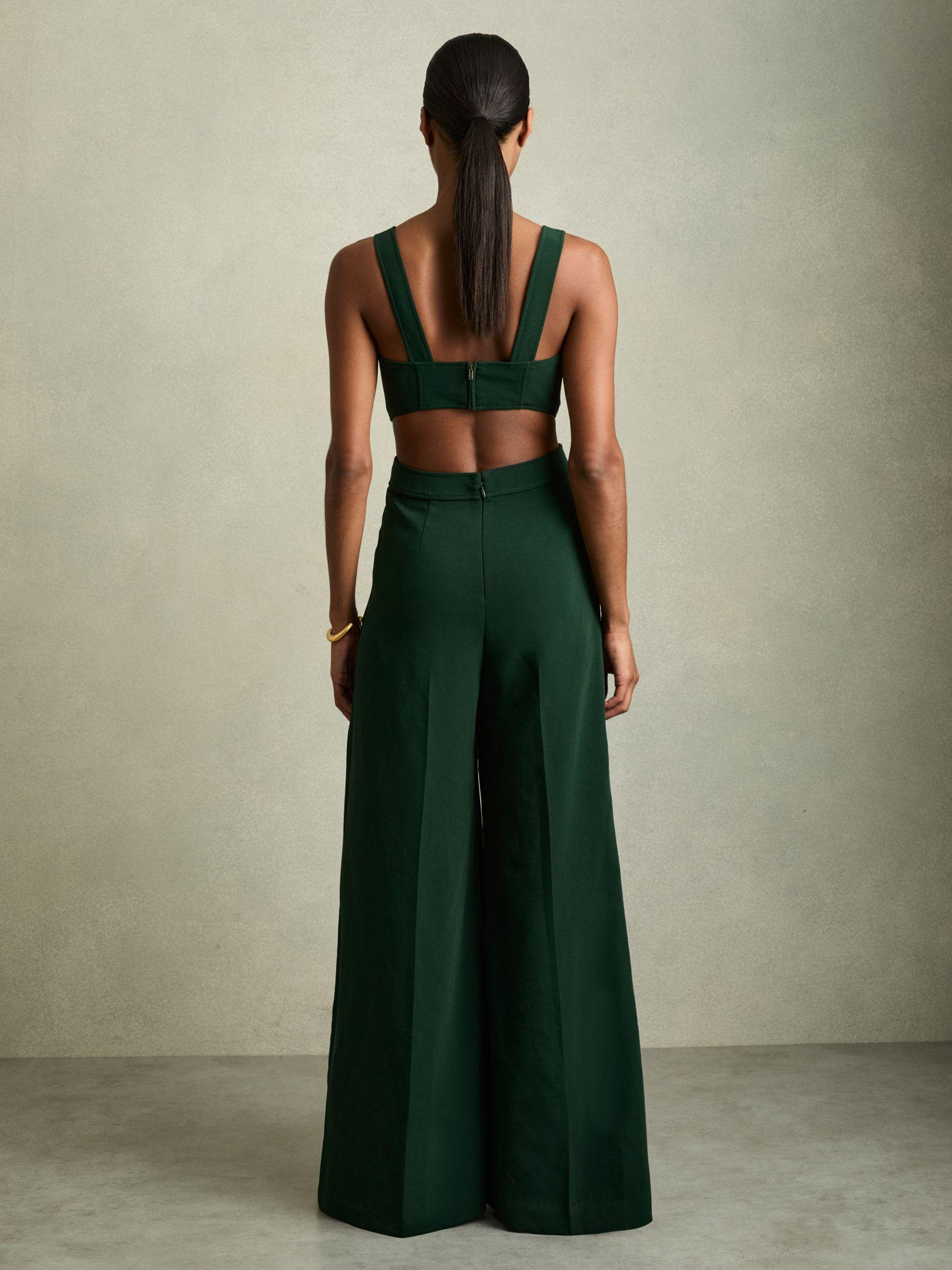 Wide-Leg Cut-Out Jumpsuit in Green Product Image