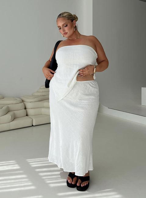 Ermias Linen Blend Midi Skirt White Curve Product Image