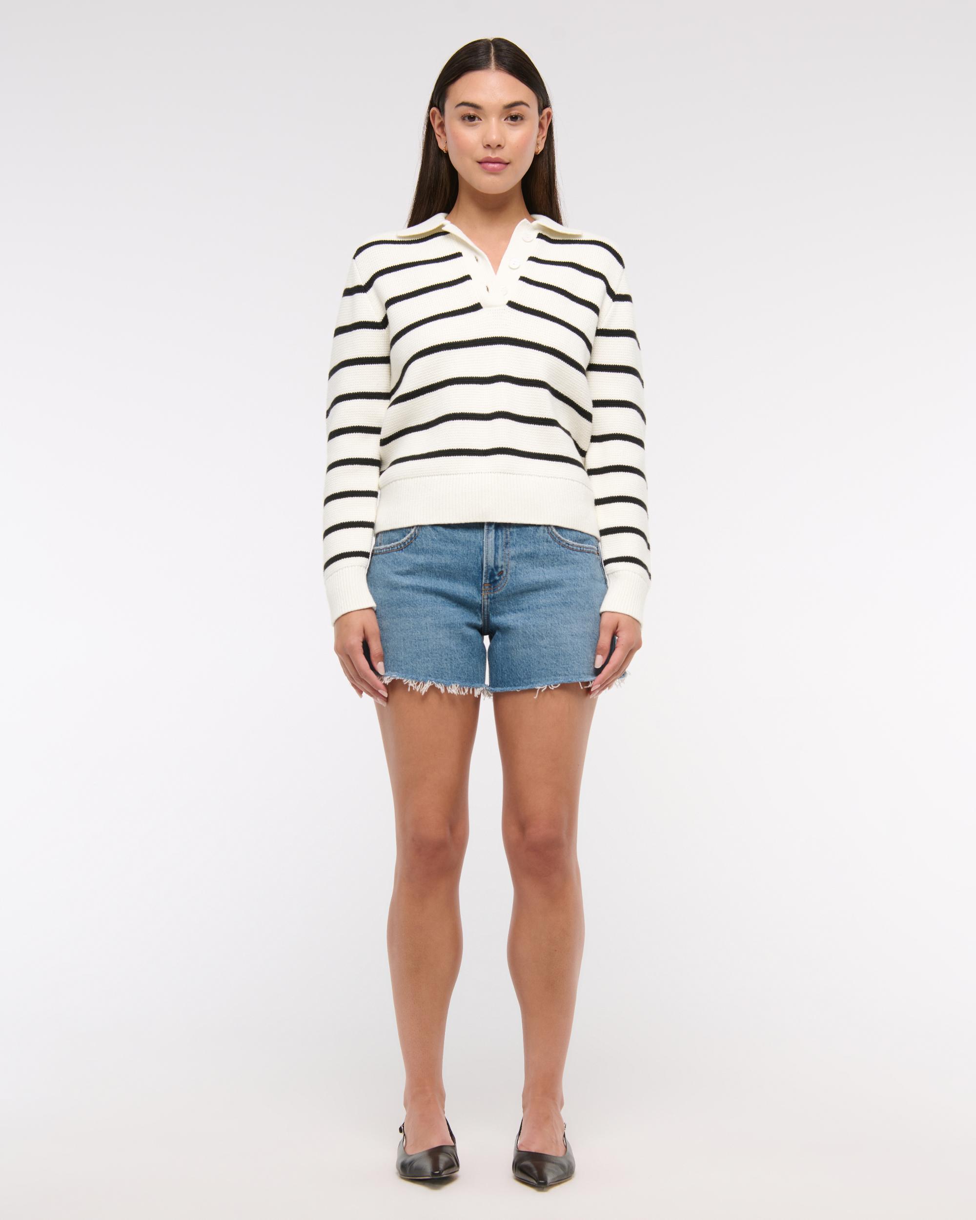 Easy Long-Sleeve Sweater Polo Product Image