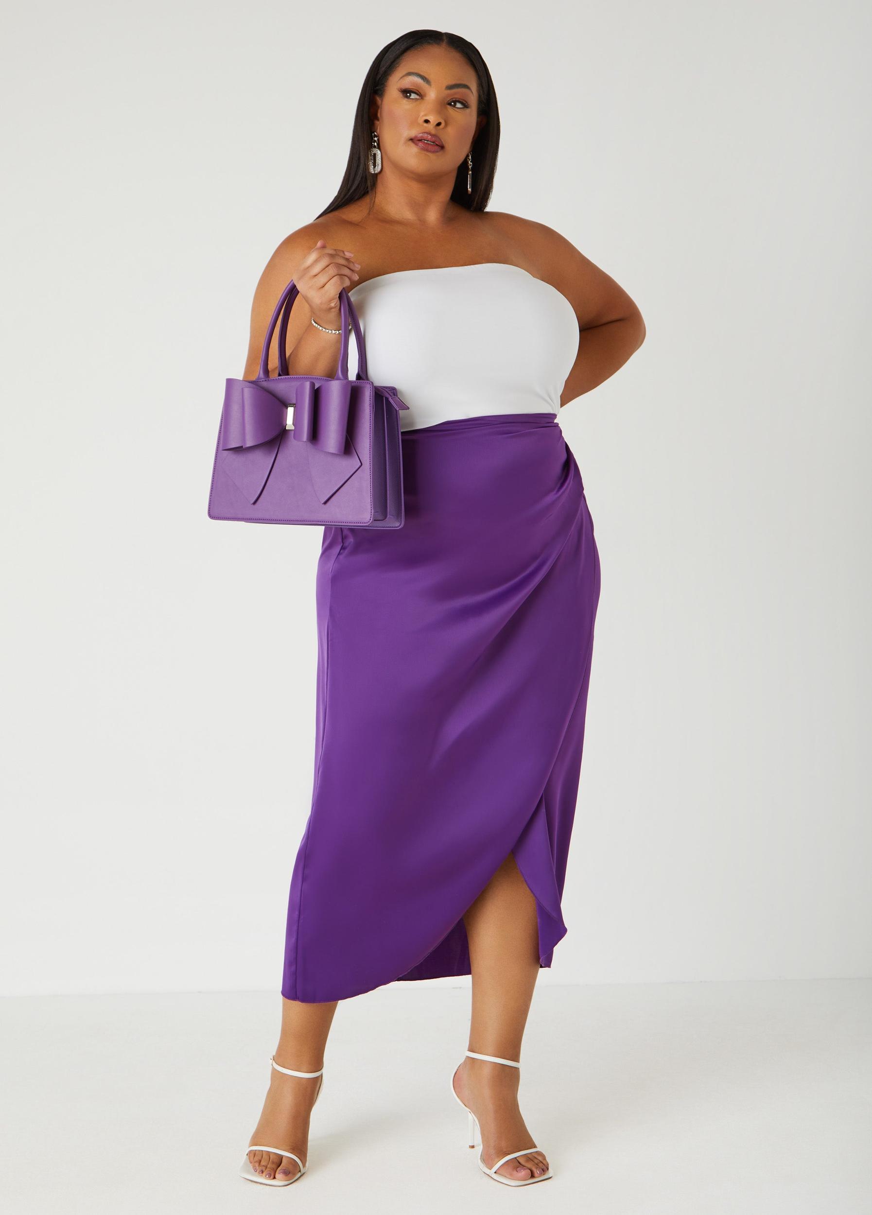 Faux Wrap Satin Midaxi Skirt Product Image