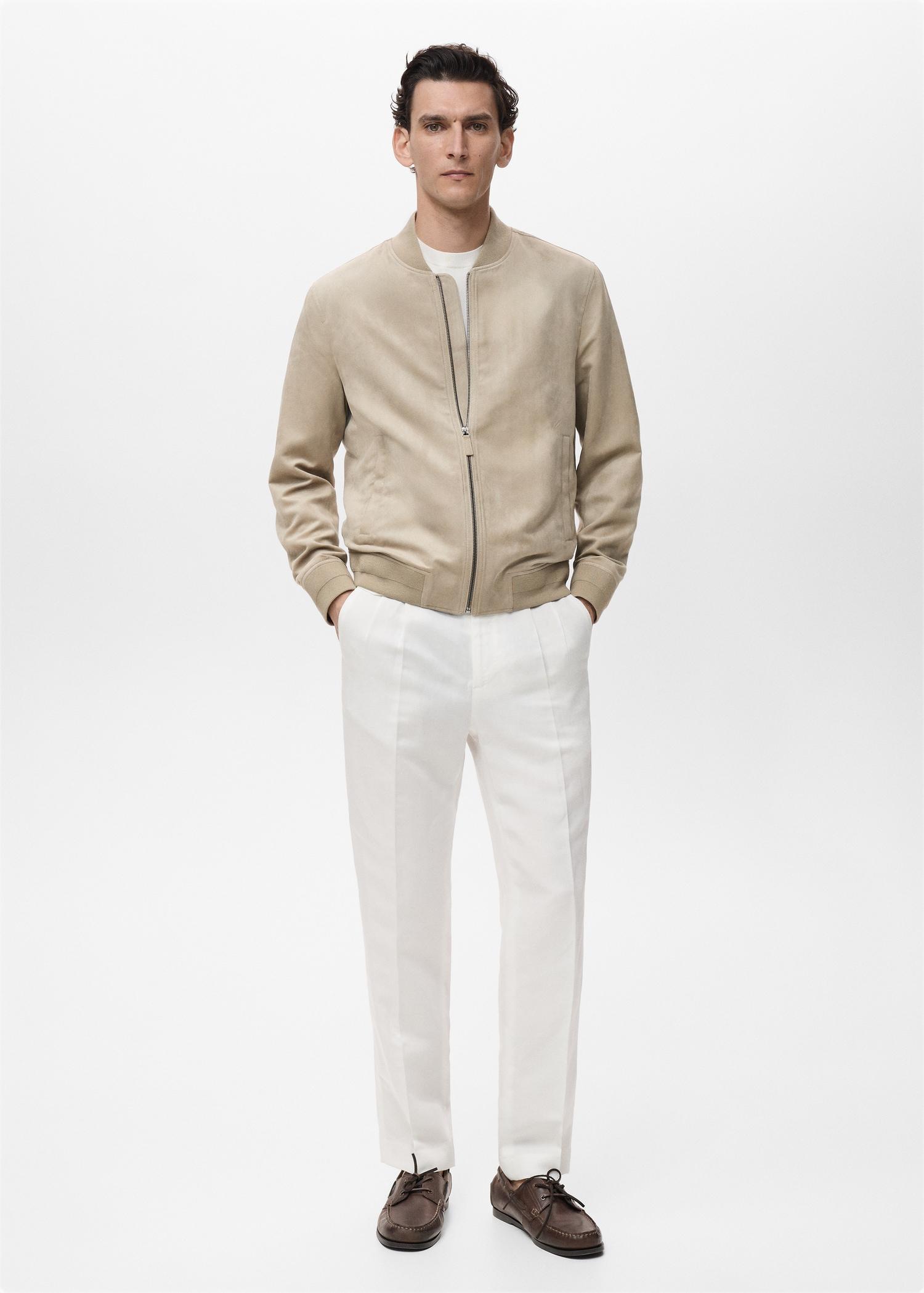 Suede-effect bomber jacket - Men | MANGO USA Product Image