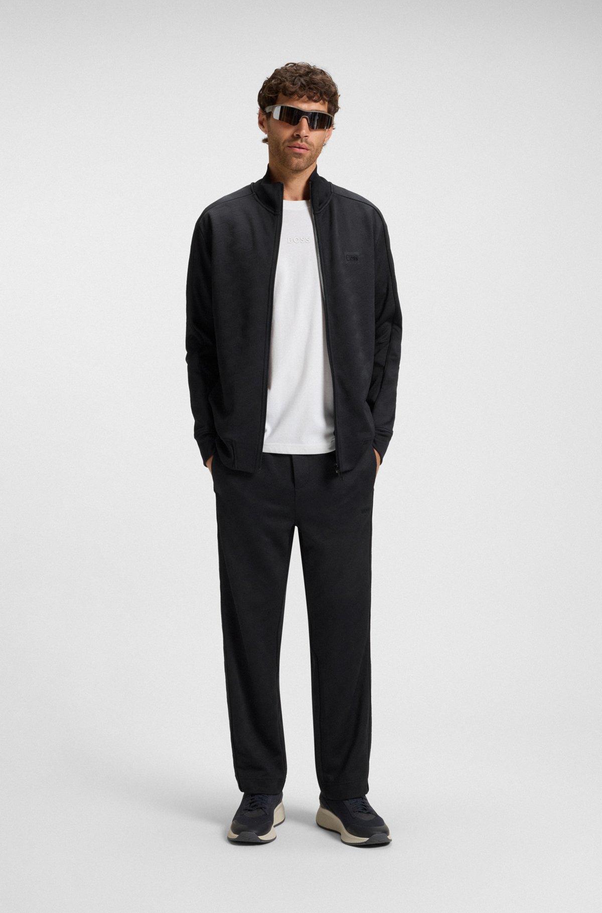 Regular-fit zip-up sweatshirt with quilted jacquard Product Image