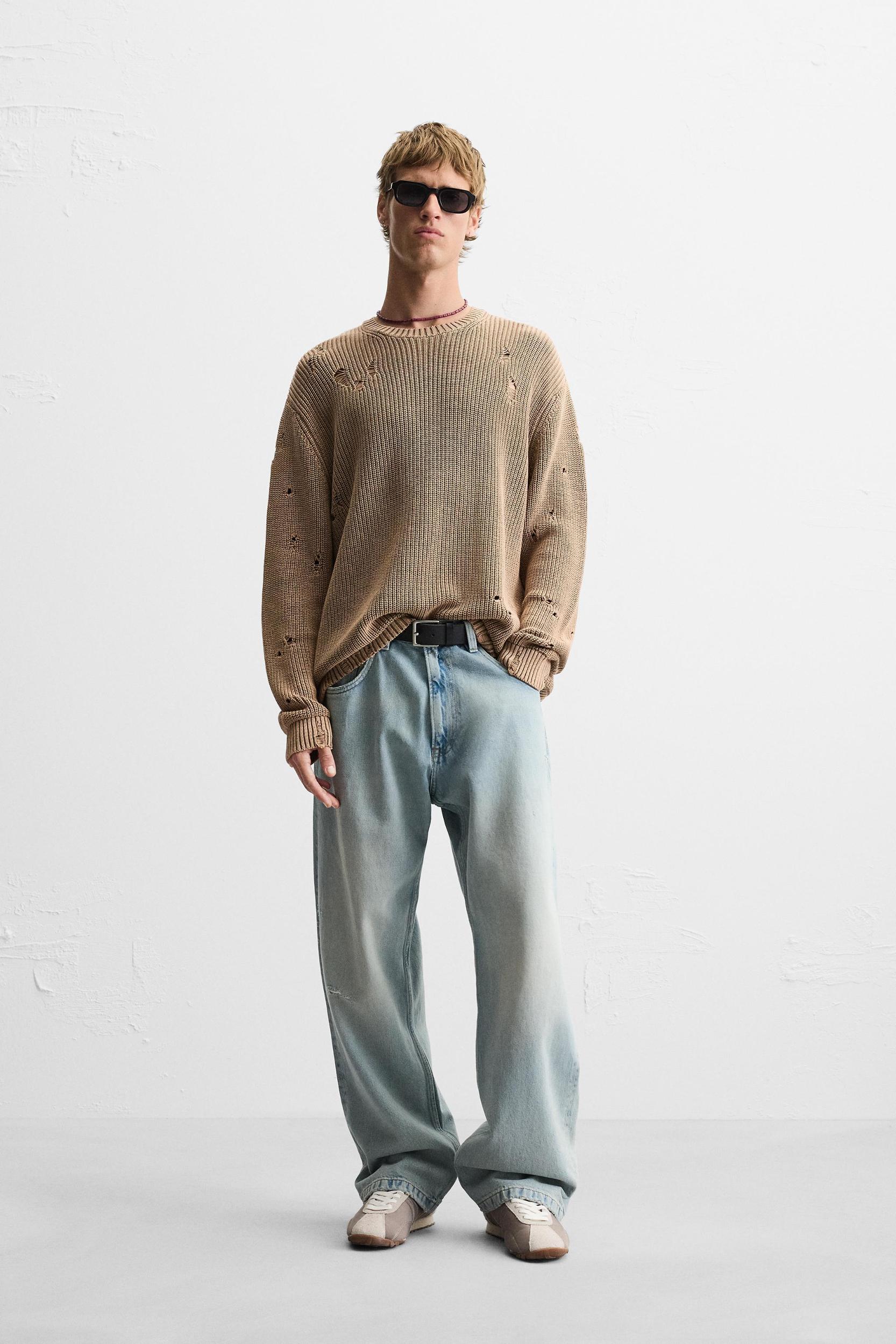 ACID WASH RIPPED SWEATER Product Image