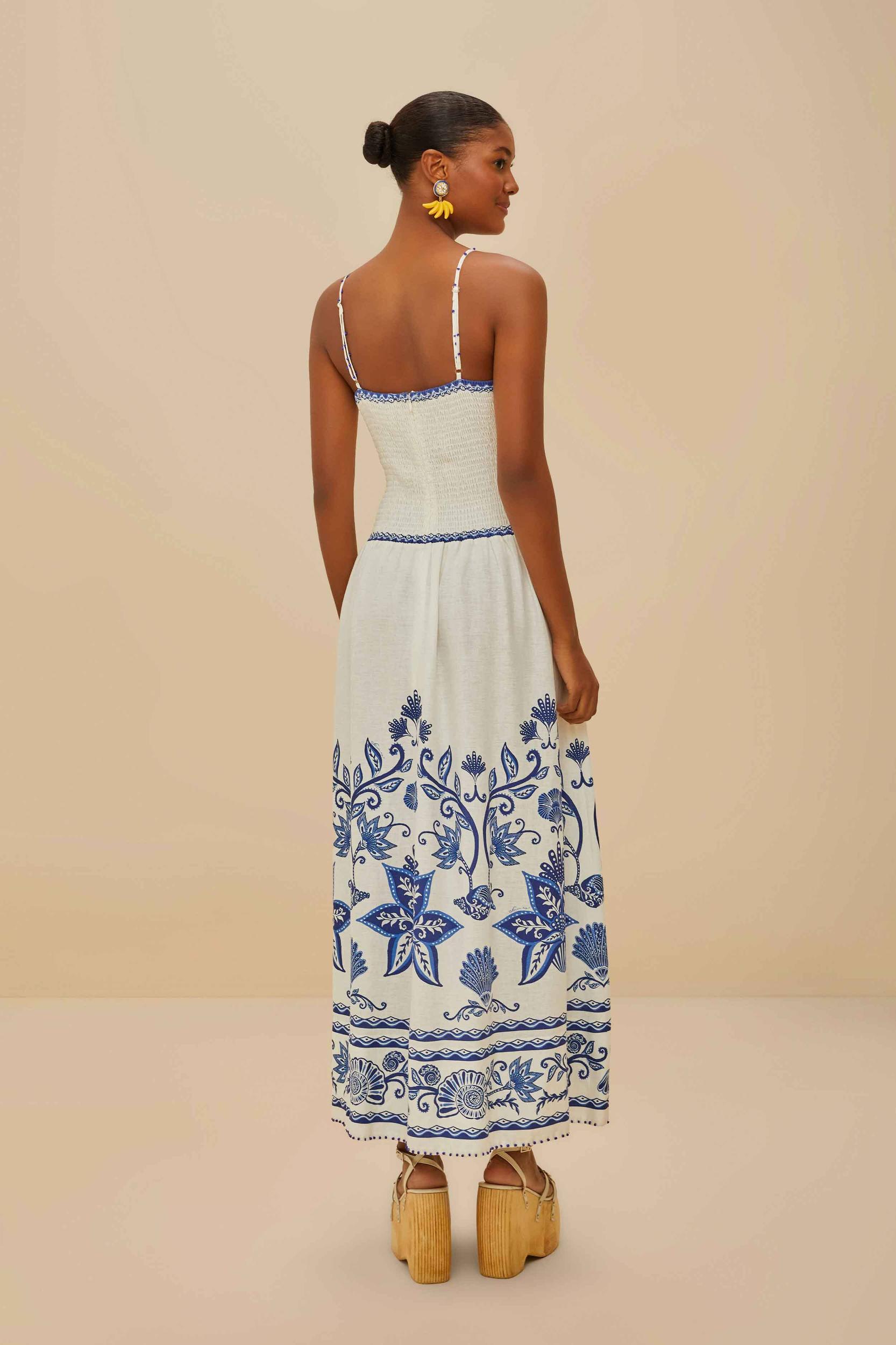 Off-White Shell Garden LENZING™ ECOVERO™ Euroflax™ Midi Dress Product Image