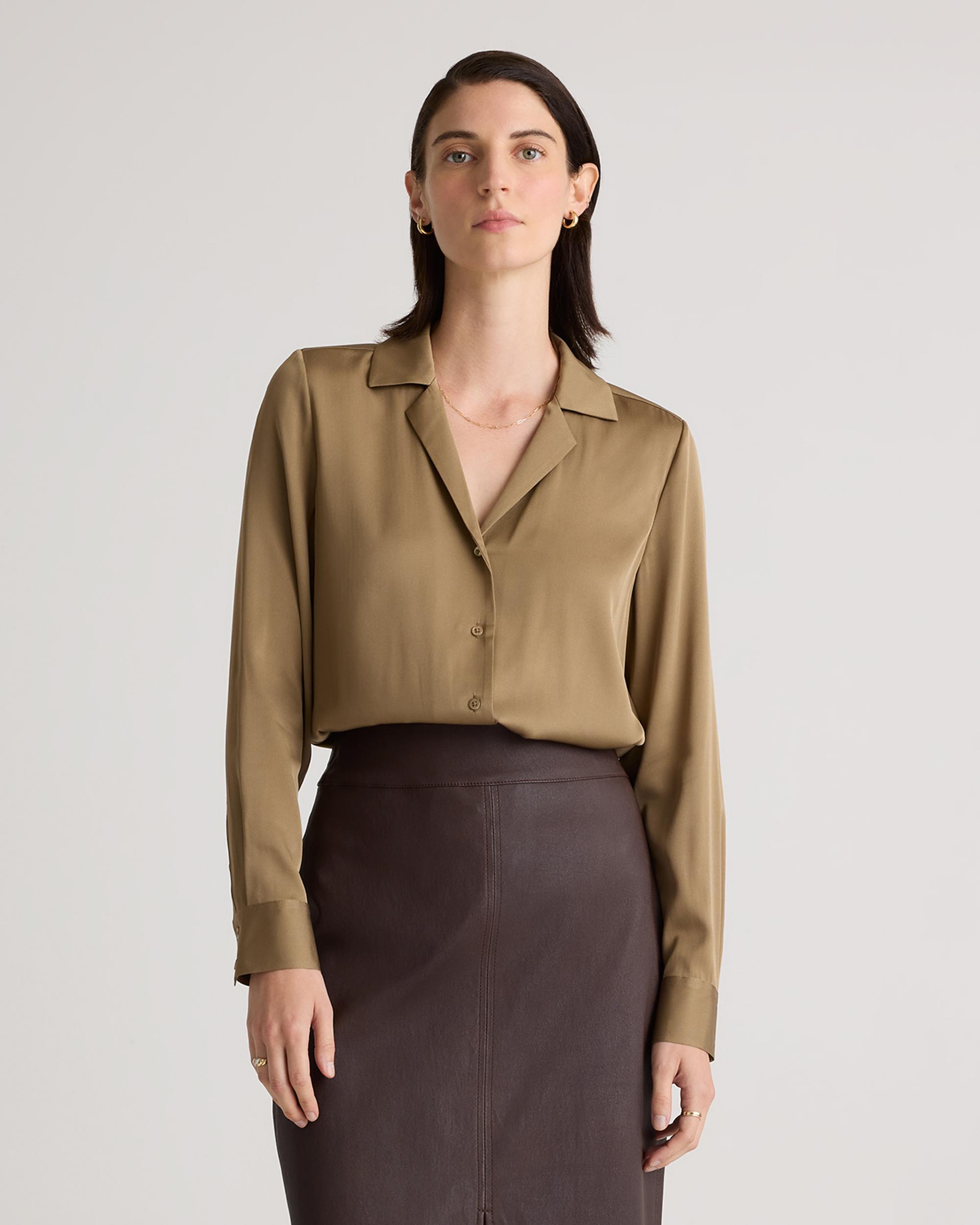 Quince | Women's Washable Stretch Silk Notch Collar Blouse Size XS Product Image