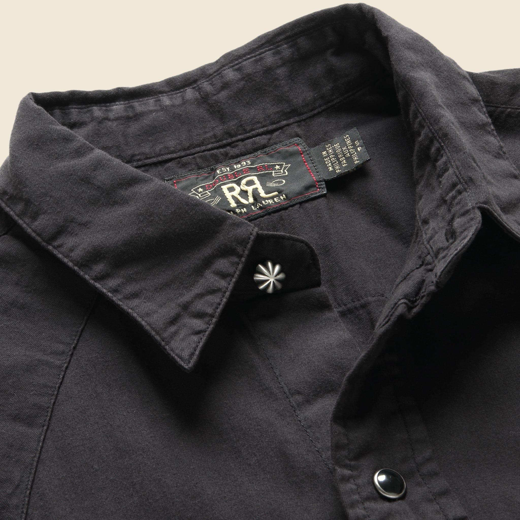 Slim Fit Twill Western Shirt - Black Product Image