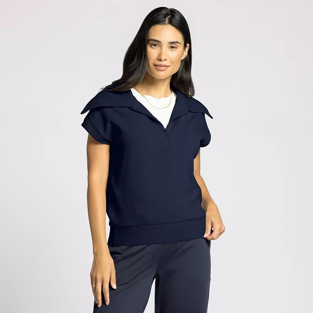 Women's Thread & Supply Half-Zip Short Sleeve Dolman Top, Size: XL, Brown Product Image