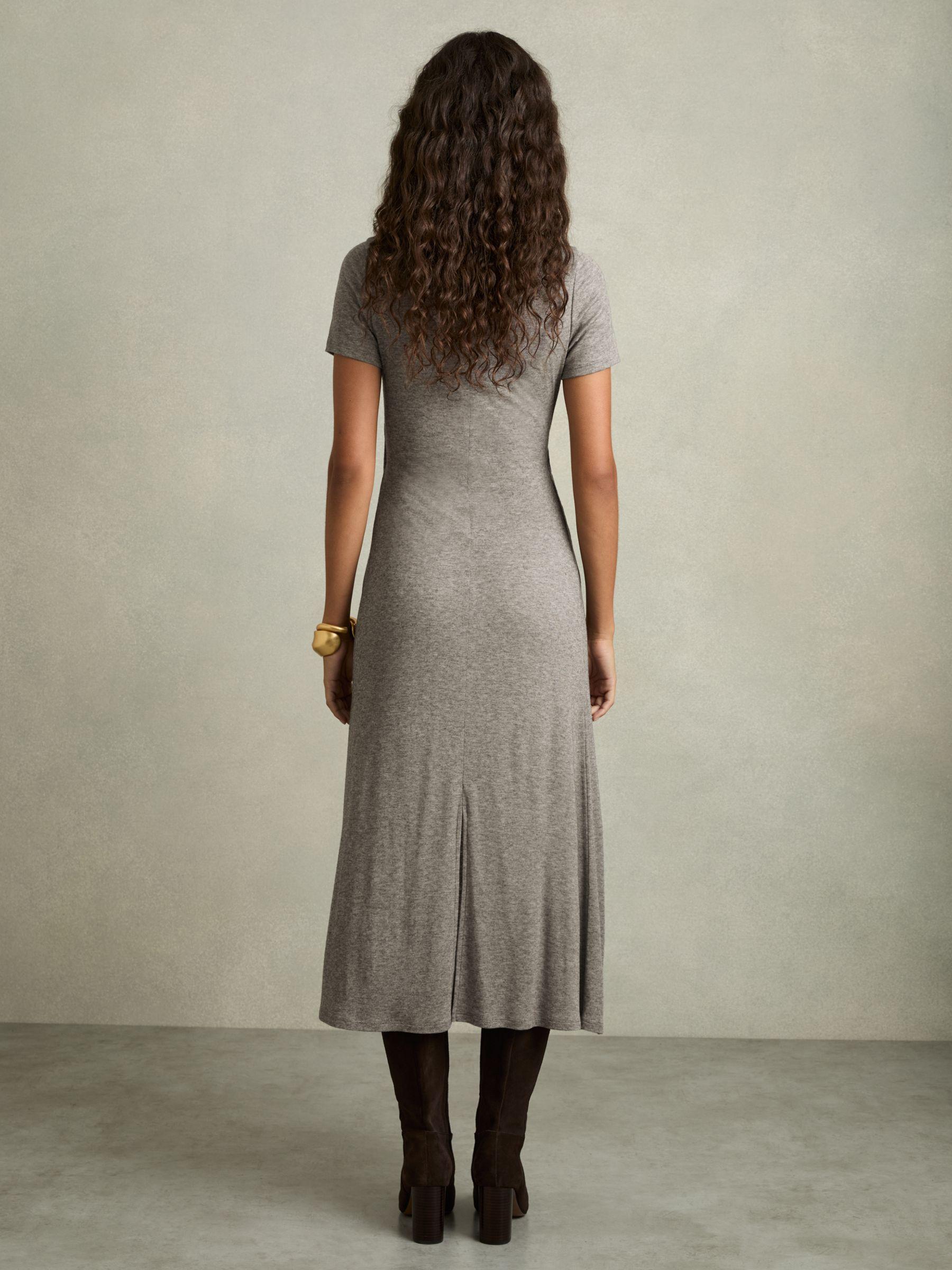 Petite Jersey Twist-Detail Midi Dress in Grey Product Image