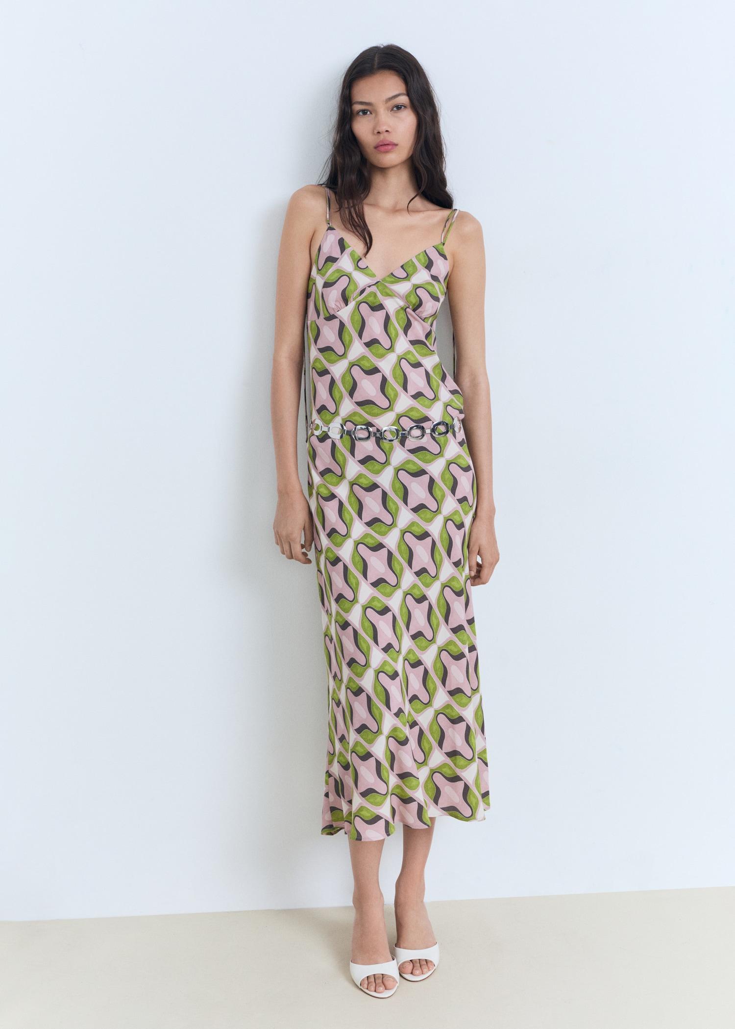 Abstract-print midi-dress - Women | MANGO USA Product Image