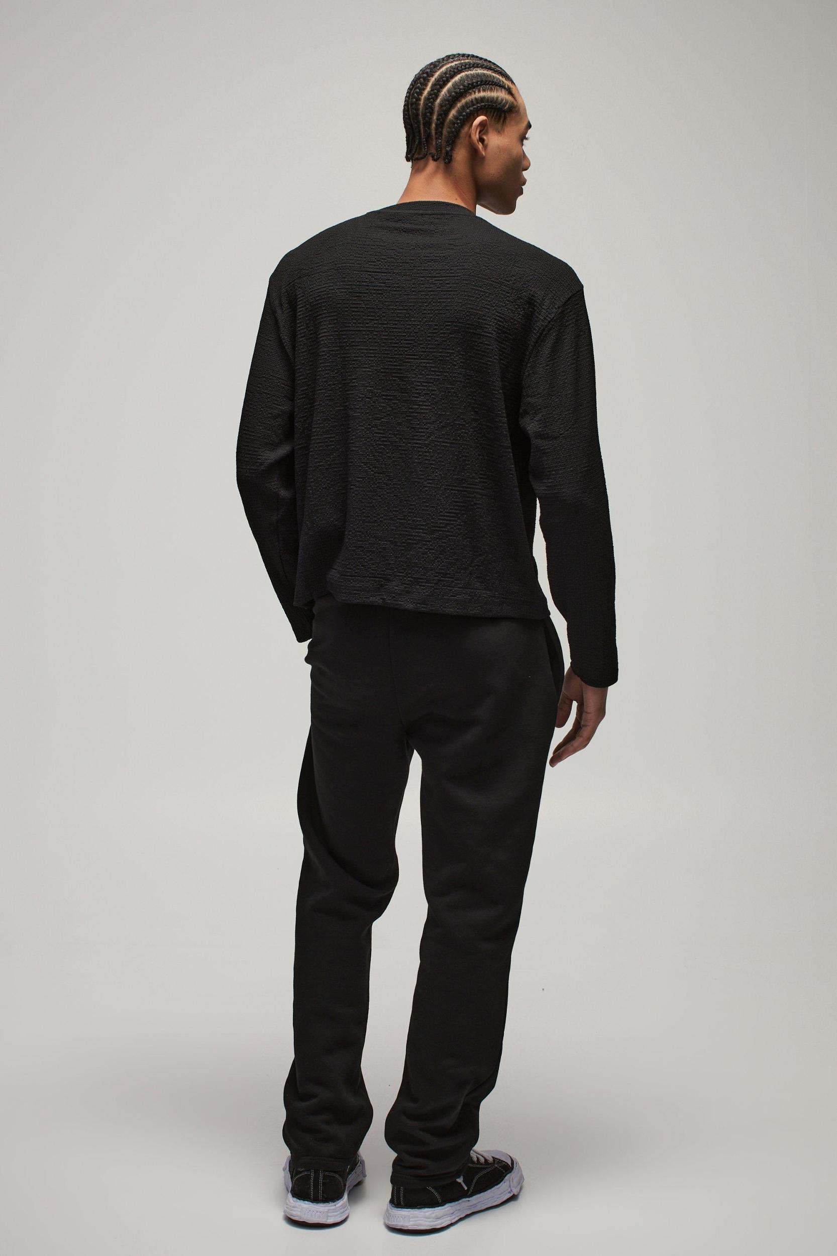 Oversized Boxy Textured Long Sleeve T-Shirt | boohooMAN USA Product Image