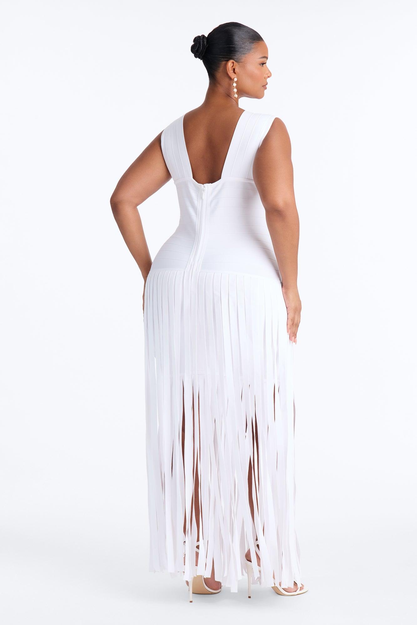 Alliana Bandage Fringe Maxi Dress - White Female Product Image