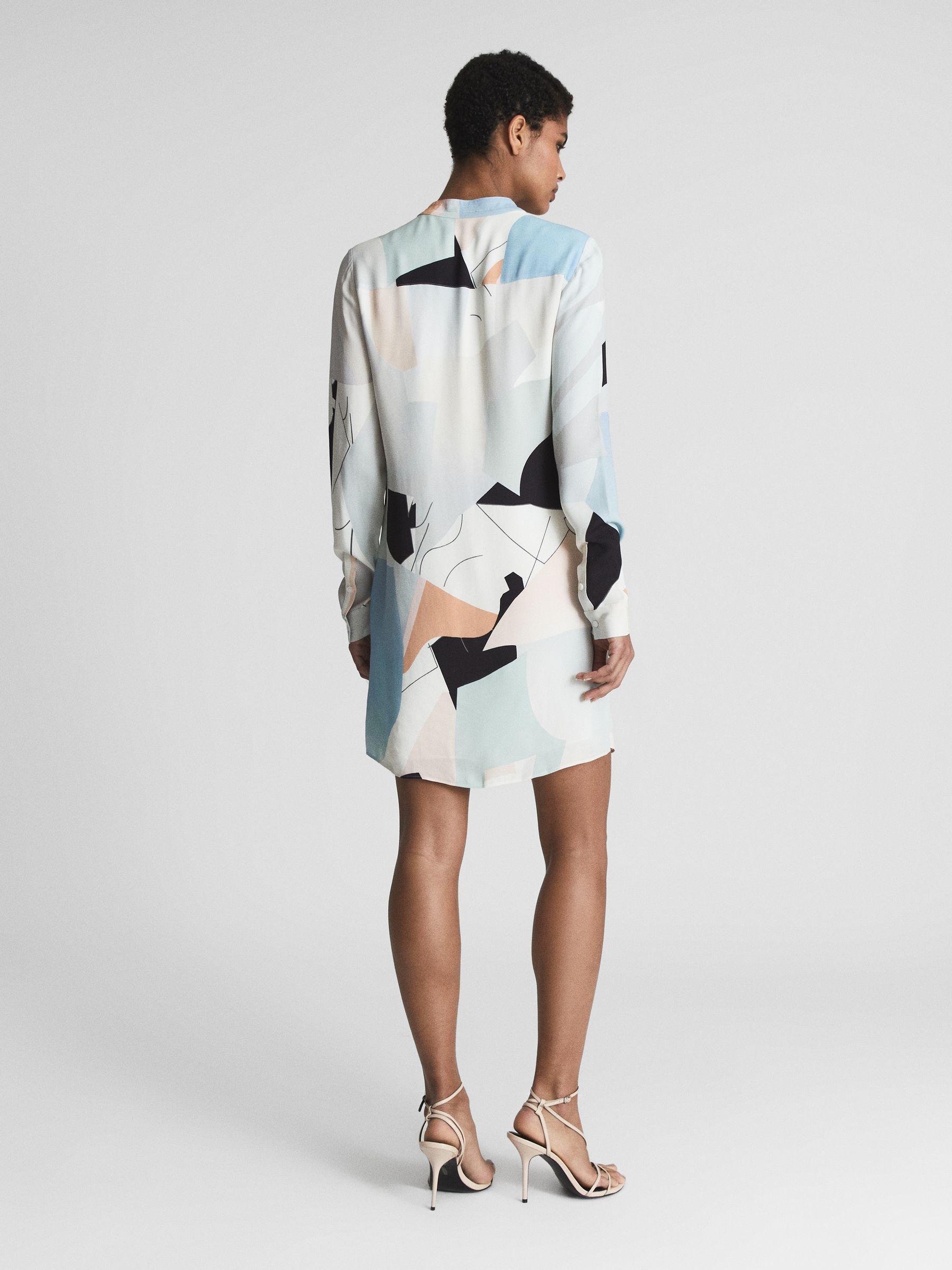 Abstract Print Mini Dress in Blue Product Image