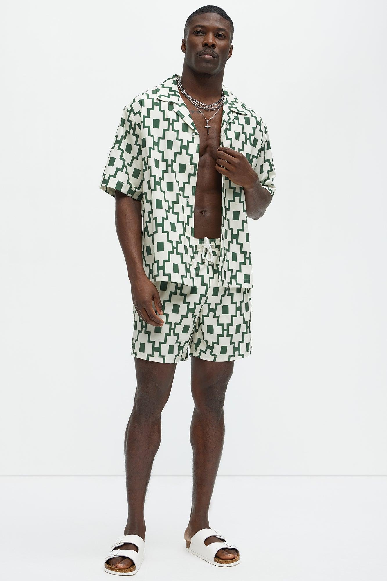 Mosaic Printed Swim Trunk Mid - Cream/combo Product Image