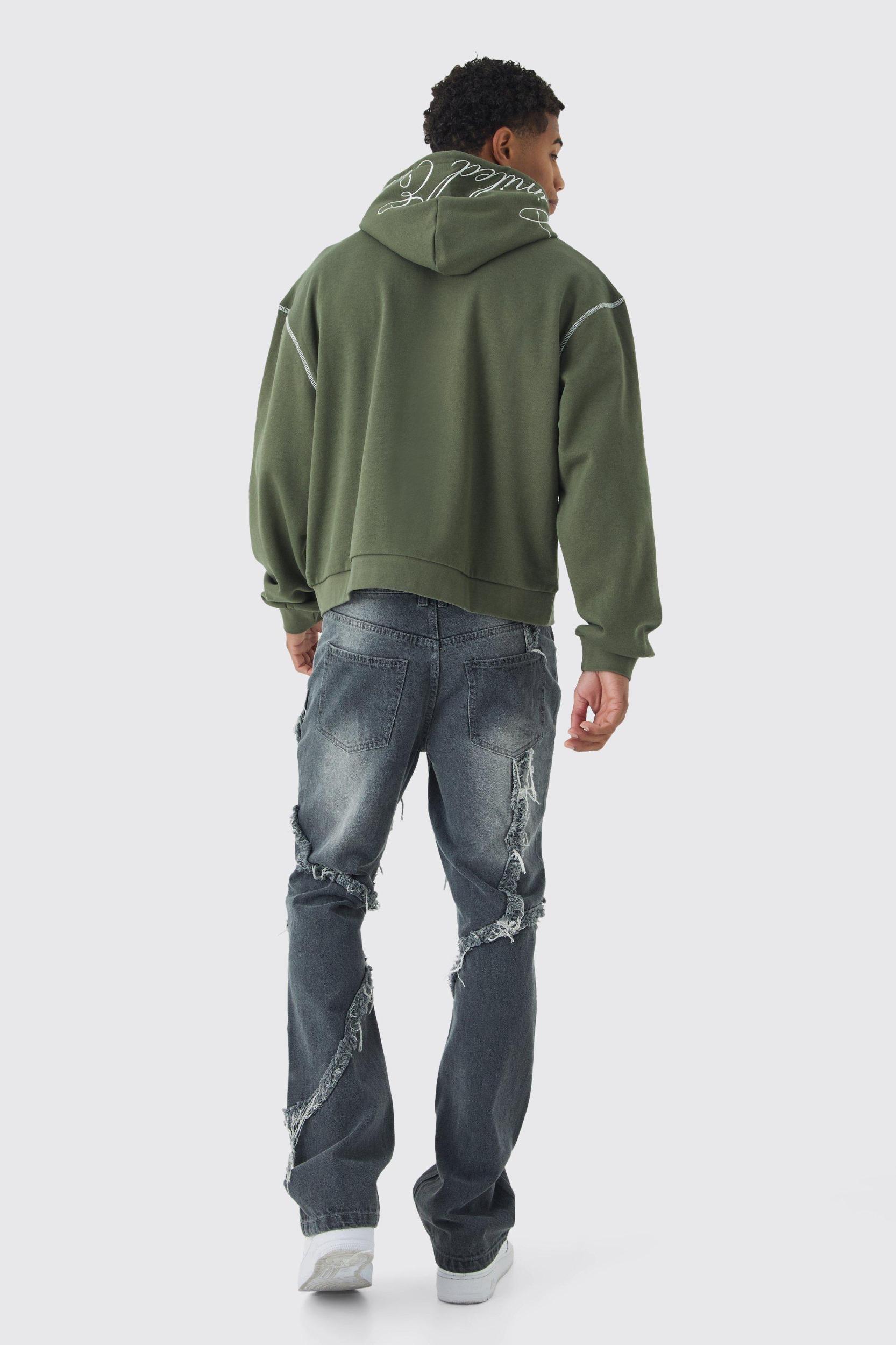 Slim Flared Patchwork Distressed Jeans | boohooMAN USA Product Image