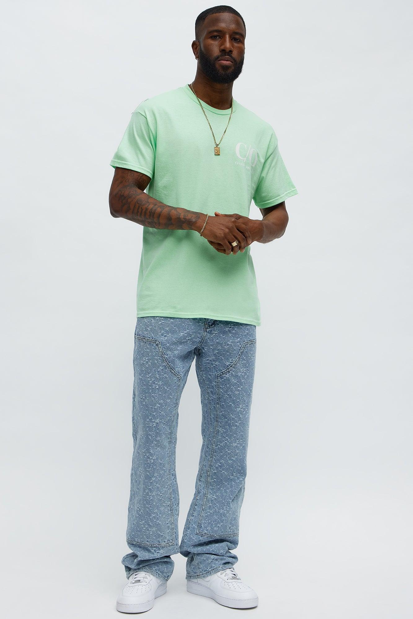 Stacked Slim Flare Frosty Jacquard Carpenter Jeans - Light Blue Wash Product Image