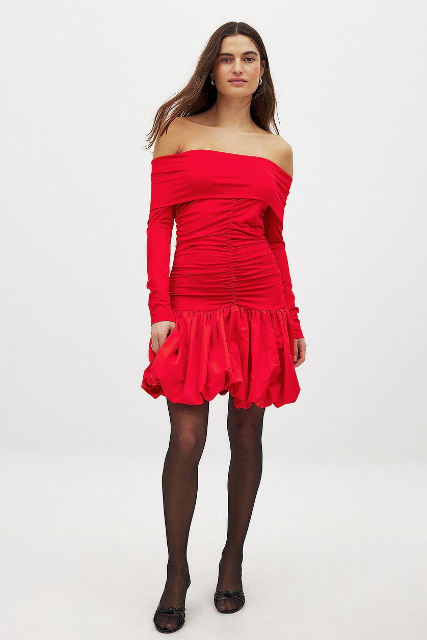 Off Shoulder Puff Mini Dress Product Image