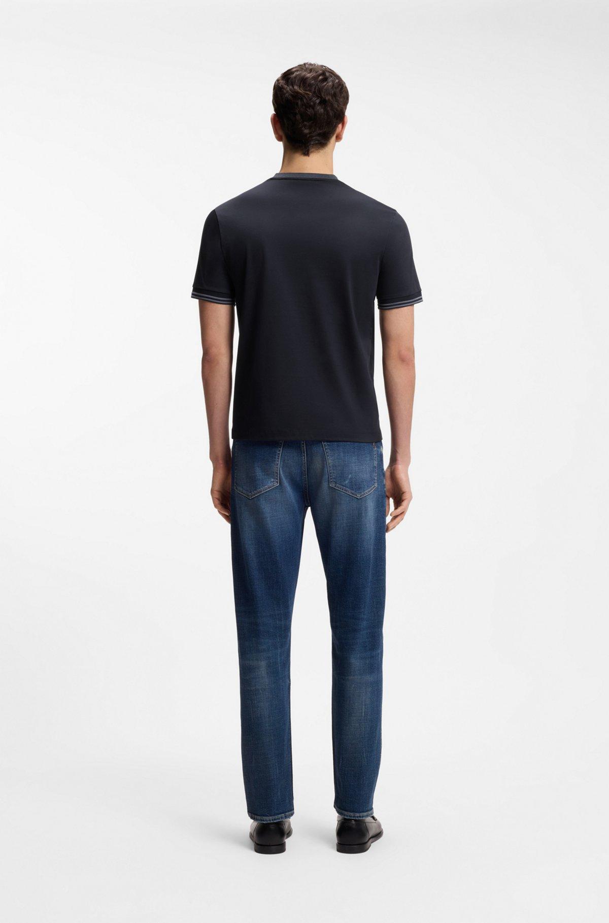 Contrast-tipping slim-fit T-shirt in mercerised cotton Product Image