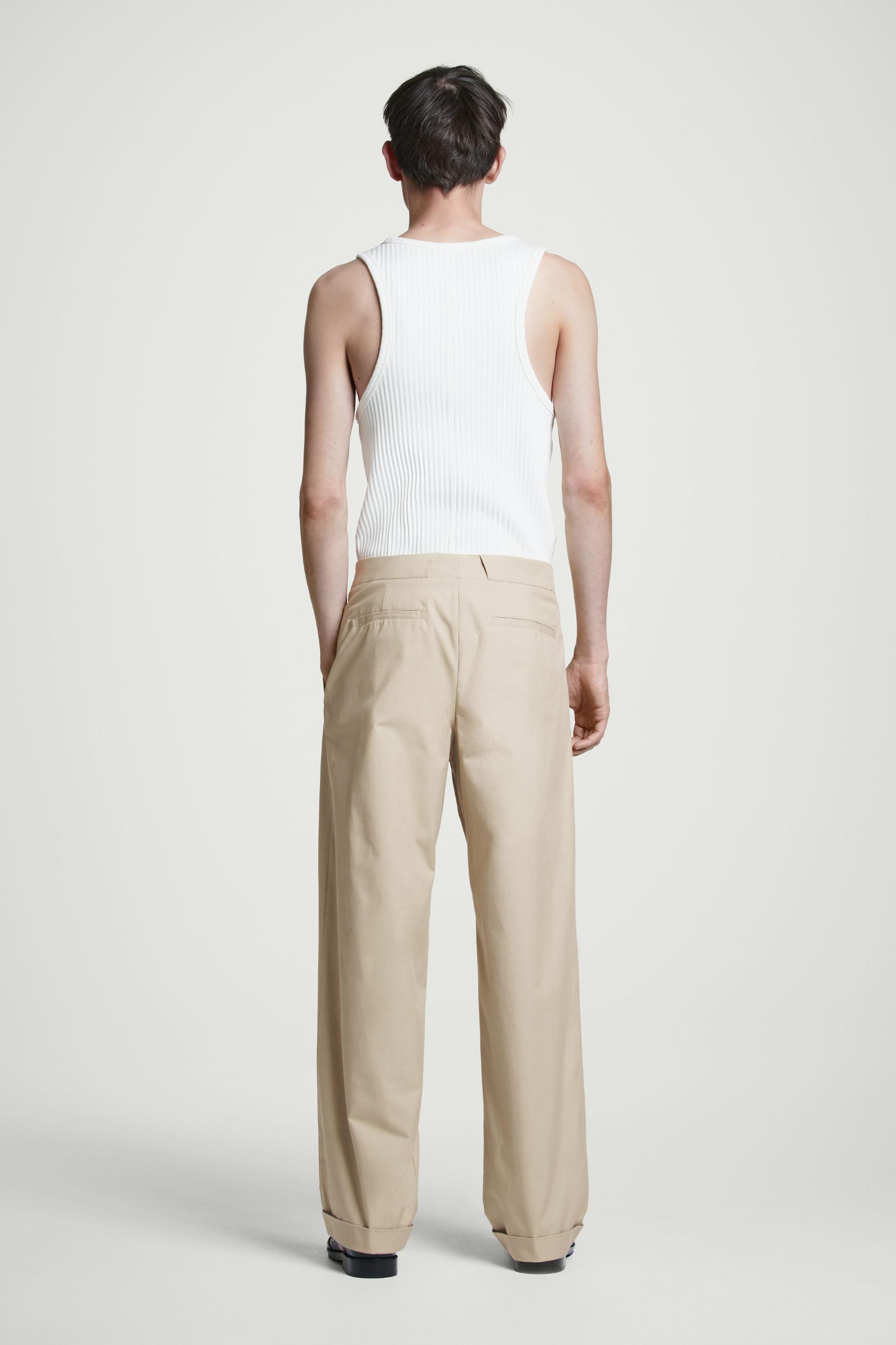 TAPERED COTTON TURN-UP PANTS Product Image