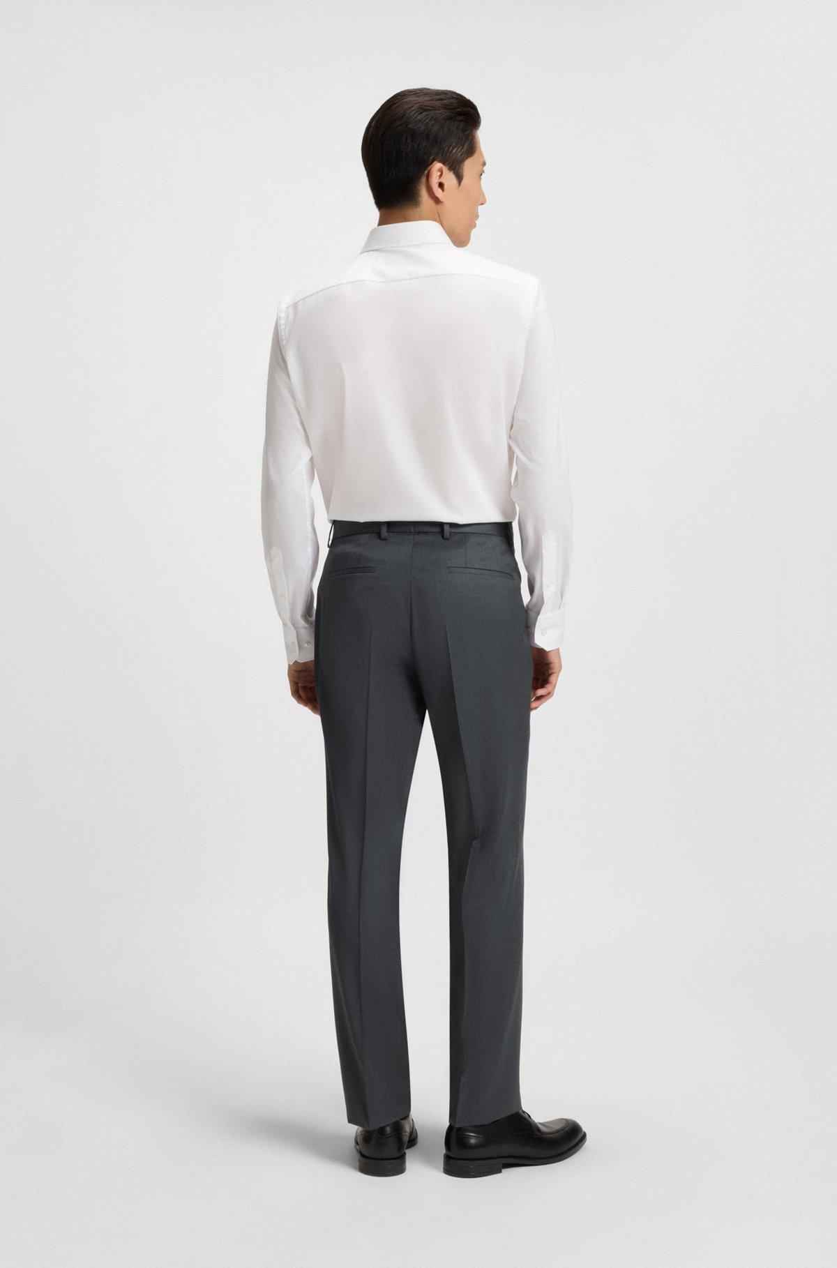 BOSS - Regular-fit pants in virgin-wool serge - Dark Grey Product Image