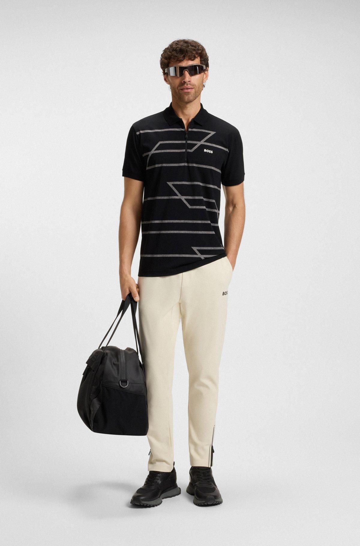 Slim-fit polo shirt in Oxford cotton with printed front panel Product Image