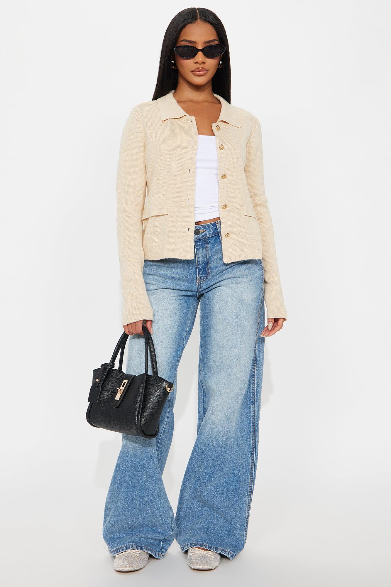 Kenny Hardware Cardigan - Beige Female Product Image