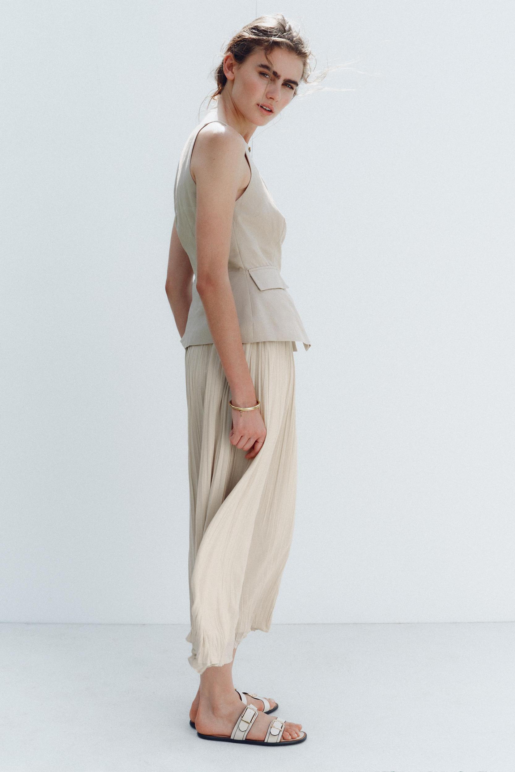 PLEATED SKIRT MIDI WAISTCOAT DRESS Product Image