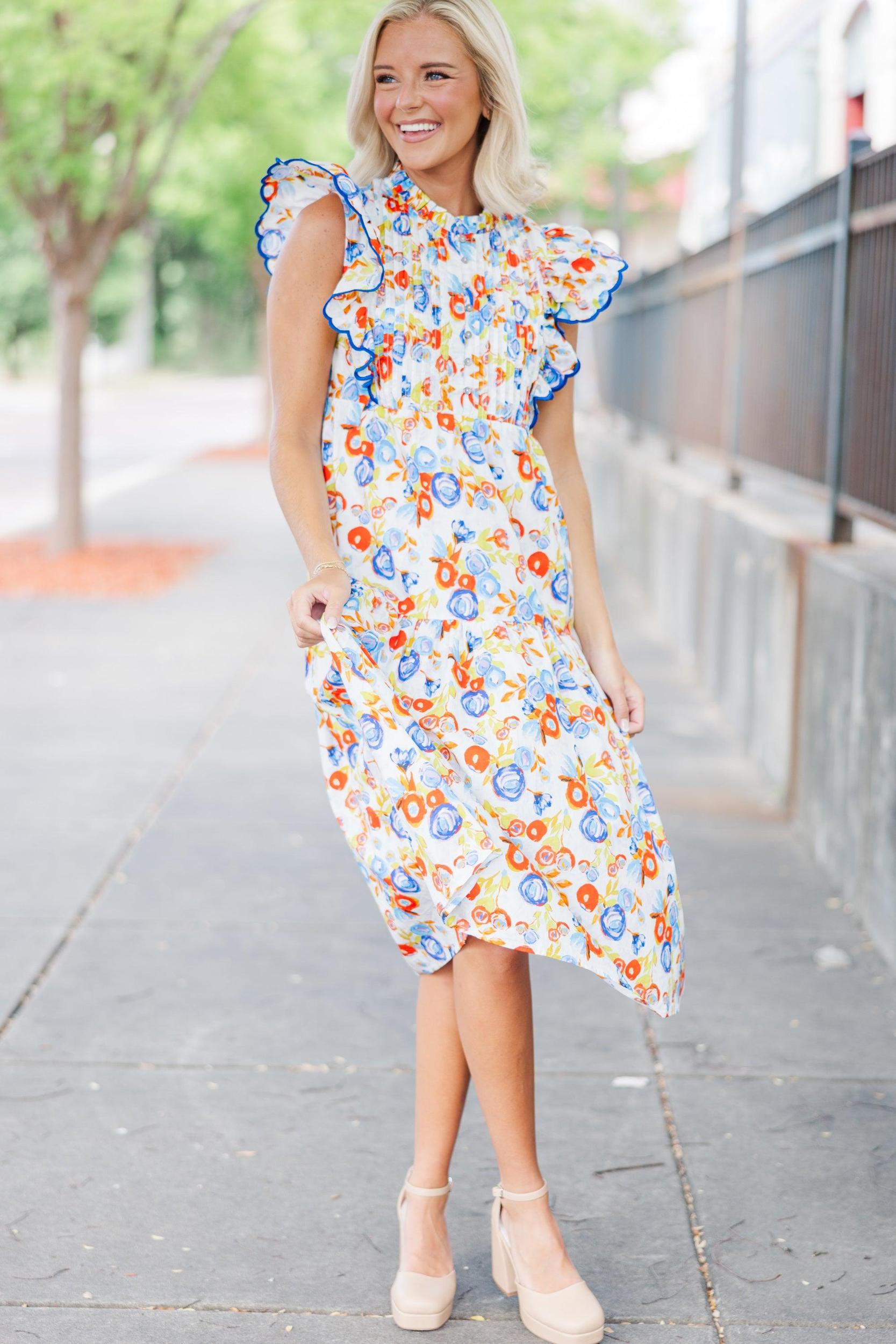 Talk About Fun Blue Floral Dress Female Product Image