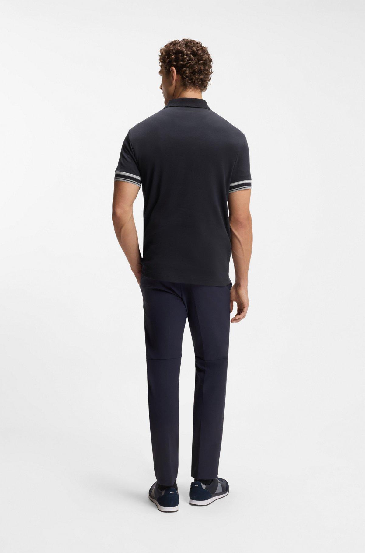 Zip-placket polo shirt in a cotton blend Product Image