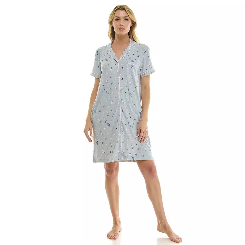 Women's Croft & Barrow® Notch Collar Short Sleeve Gown,  Product Image