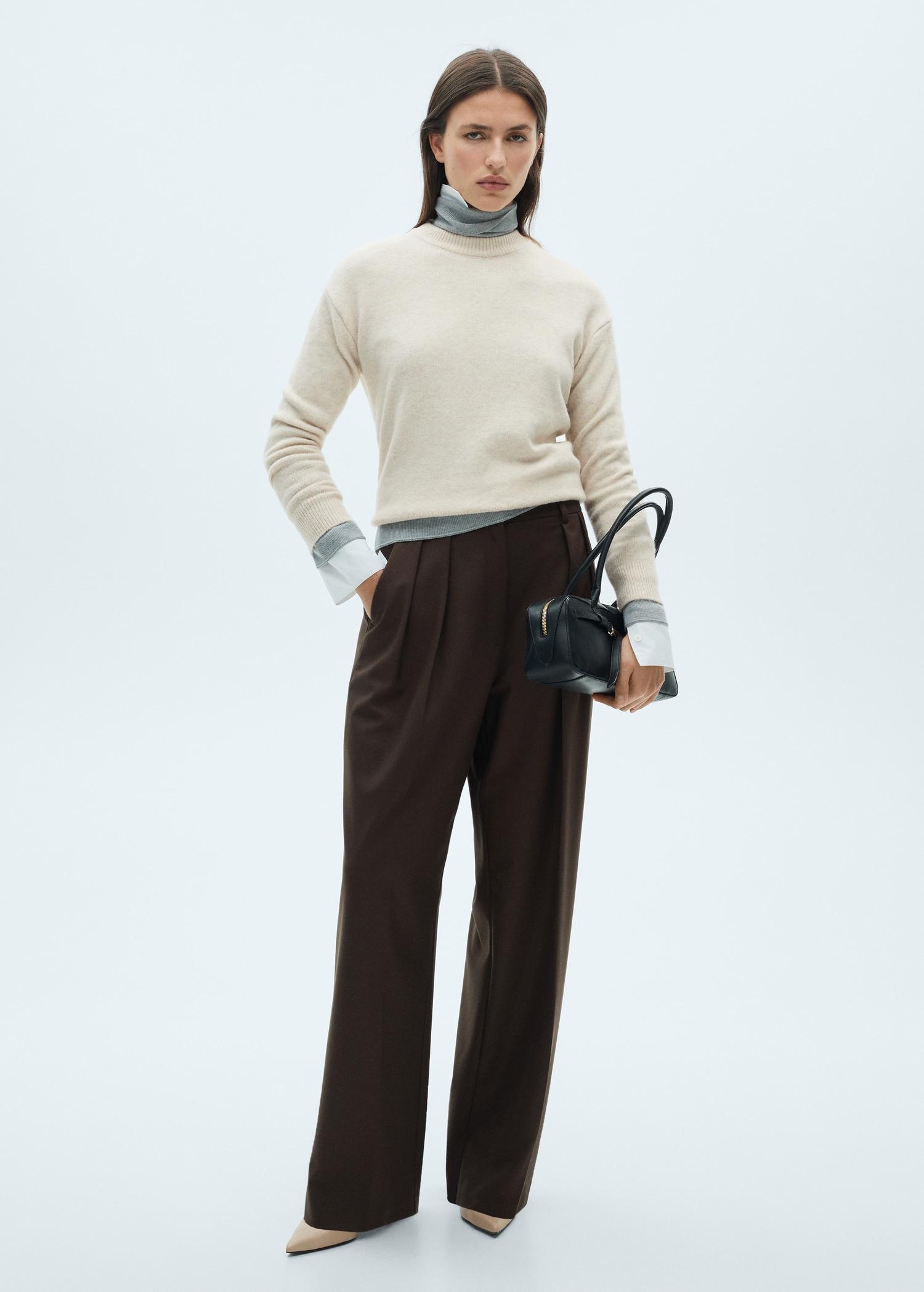 Round-neck knitted sweater - Women | MANGO USA Product Image