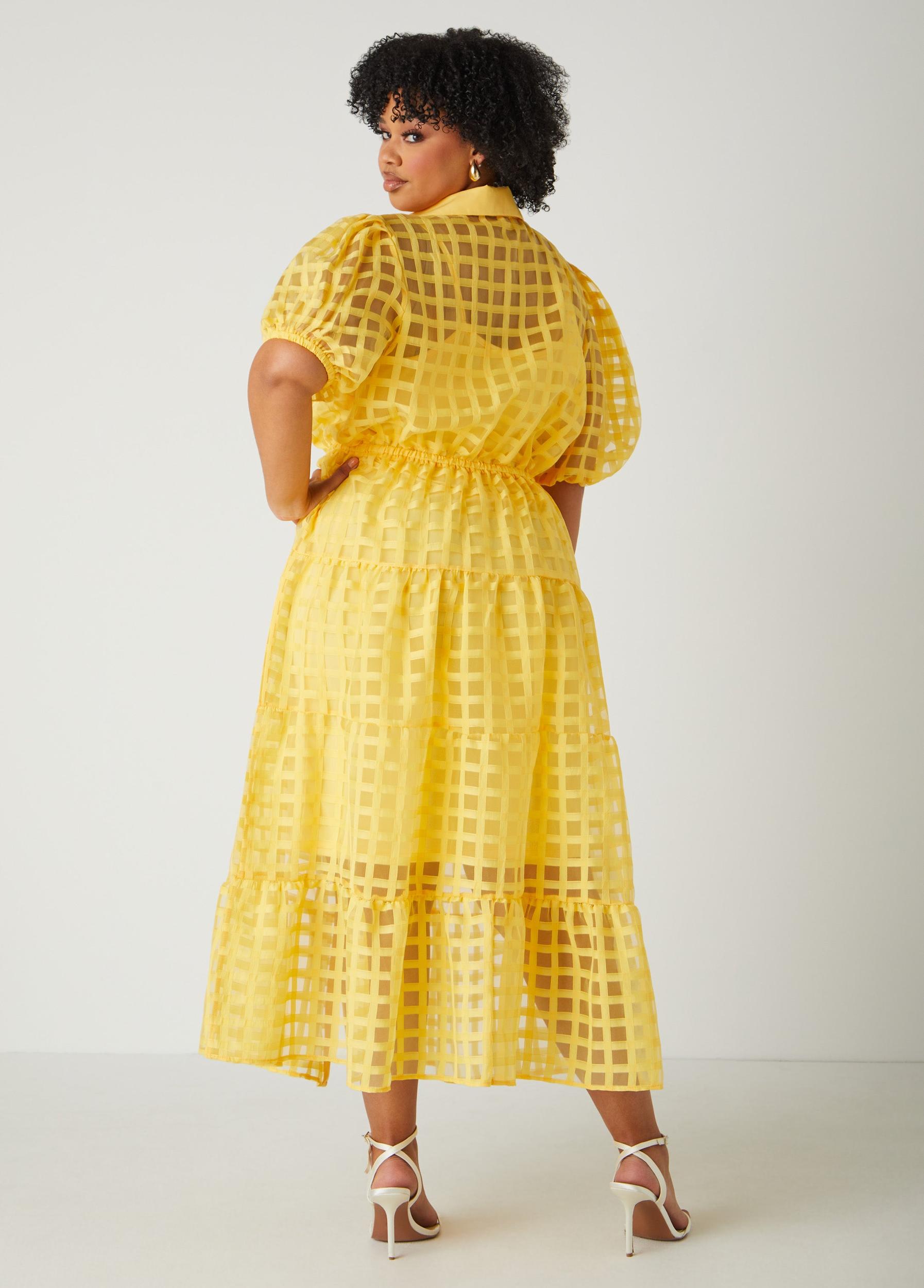 Windowpane Flounced A Line Dress Product Image