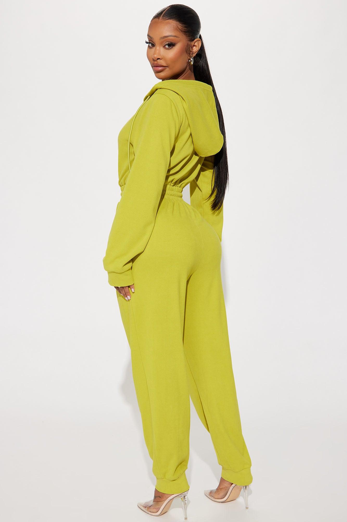 Play It Back Jumpsuit  - Chartreuse Product Image